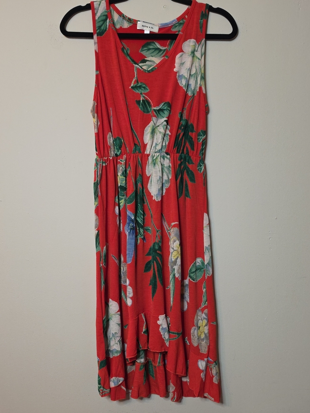 Hailey & Co Red Floral Sleeveless Midi Dress